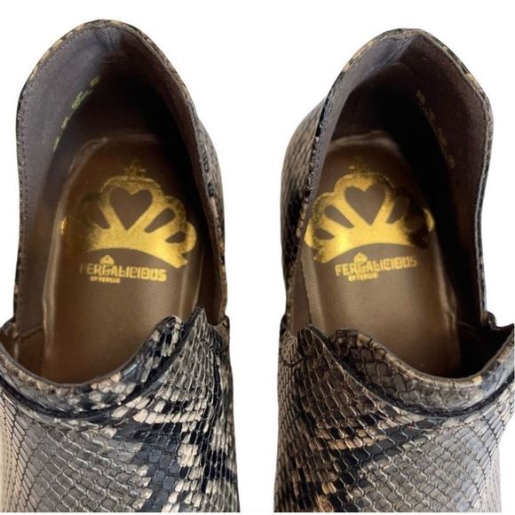 FERGALICIOUS | Wilder Womens Snakeskin Animal Print Ankle Boots Coffee Sz 5 NWT - Picture 7 of 9